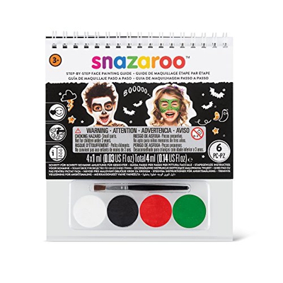 Snazaroo - Manual A6 de maquillaje con pintura facial y guía para pintar en 2 pasos, Halloween