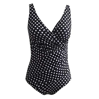Cczxfcc Womens Polka Dots Printed Swimming Costume Padded Rushed Swimsuit Monokini Push Up Bikini Sets  Plus Size to 5L Swimwear-A_M