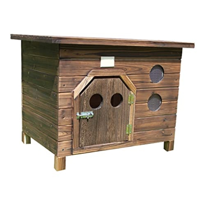Casetas para perros Casa para Perros De Madera Maciza Carbonizada Al Aire Libre Casa para Mascotas Casa para Perros De Madera con Parte Superior Plana