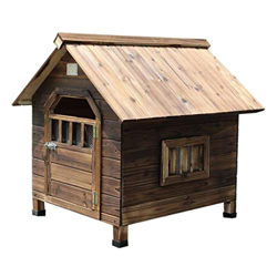 Casetas para perros Casa para Perros De Madera Maciza Carbonizada A Prueba De Lluvia Casa para Mascotas Al Aire Libre Casa para Perros Interior Casa p en oferta
