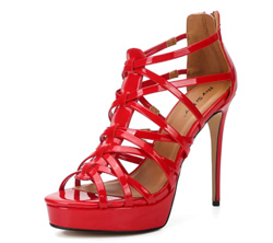 CHUANGFU Mujer Sandalias con Punta Abierta Mujer Sandalia con Talón Stiletto Sexy 13 Cm Tacones Súper Altos EU39-49,Rojo,EU49 en oferta