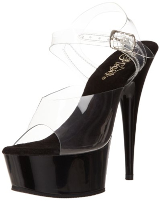 Pleaser DELIGHT-608 - Sandalias para Mujer, Color Clear/Black, Talla 44