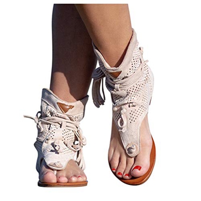 Writtian Zapatos Casuales para Mujer, Sandalias de Gladiador Romanas con borlas para Mujer, 2021, Botas Sexis de Verano con Punta de Clip, Calzado cóm