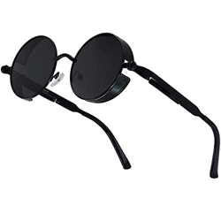 XFentech Steampunk Gafas de Sol - Polarizadas Retro Gafas Redondas Gafas de Sol UV400 Protección Eyewear para Hombres y Mujeres, A1 Marco Negro - Lent precio