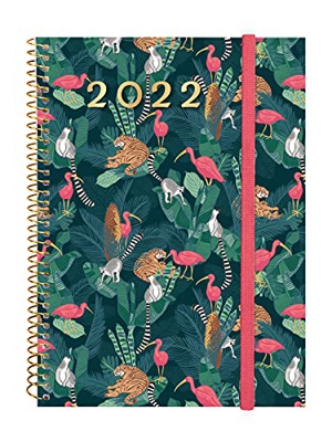Finocam - Agenda 2022 Semana Vista Apaisada, de Enero 2022 a Diciembre 2022 (12 meses) E10 - 155x212 mm Espiral Design Collection Selva Español