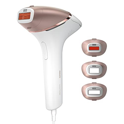 Dispositivo de depilación Philips Lumea Prestige IPL con sensor SmartSkin, 4 accesorios inteligentes para axilas, zona del bikini, cuerpo y cara, BRI9