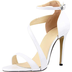 Wealsex Sandalias de Tacón Alto para Mujer Tobillo Correa Hebilla Punta Abierta Roma Tacones Altos de Vestir para Mujer(Blanco,37) características