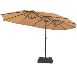 COSTWAY Sombrilla Doble con Base 460x270centímetros Sombrilla con Manivela Parasol de Jardín para Terraza Playa Piscina Patio (Beige) en oferta