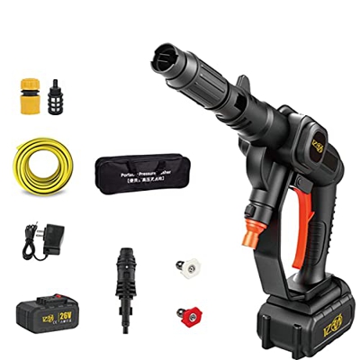 FYRMMD Pistola de Limpieza de Alta presión de 26 V, máquina de Limpieza eléctrica de Alta presión, Fuente de alimentación de 20000 mAh, Cable de 25 MP