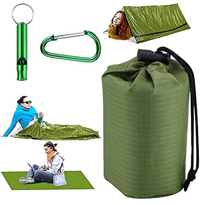 Xiaomu Saco de dormir con silbato y mosquetón, colchoneta aislante ultraligera con funda para saco de dormir, impermeable, para 1 persona