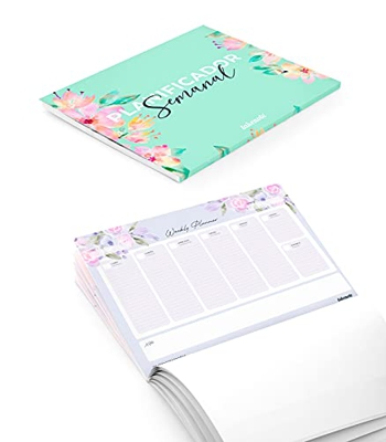 Takenote Agendas - Planificador Semanal Perpetuo Bloom - Tamaño A4: 31,5 x 23 cm - 56 hojas - Encolado Inferior