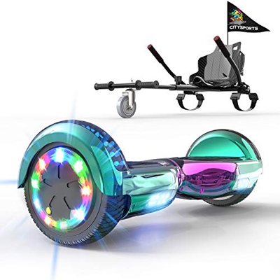 GeekMe Patinete Eléctrico 6.5" con Hoverkart Self Balance Scooter Las Ruedas LED Luces, Scooter eléctrico con Bluetooth Dual Motor 700W