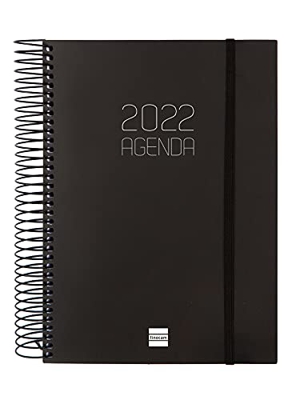 Finocam - Agenda 2022 1 Día Página, de Enero 2022 a Diciembre 2022 (12 meses) E10 - 155x212 mm Espiral Opaque Negro Español