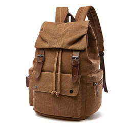 Rufun Mochila de Lona Vintage para portátiles Mochilas de Viaje Bolsa de Gran Capacidad Unisex (Marrón) en oferta