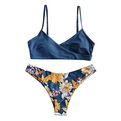 2021 Nuevo Mujer Conjuntos de Bikinis impresión Sexy Push Up Trajes de Baño de Tanga dos piezas Ropa de Playa Flores Conjunto de Bikinis Tankinis Nata