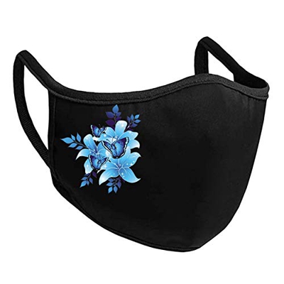 N / B Negro Las_Mascarillas Adultos Algodón Estampado Floral Respirable Adecuado l_avables y Reutilizables No Se Empaña Fácilmente, Se Adapta A La Car