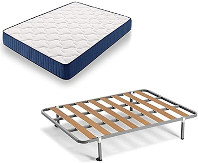 HOGAR24 ES Cama Completa - Colchón Viscoelástico Viscorelax + Somier Basic + 4 Patas de 32cm, 150x190 cm