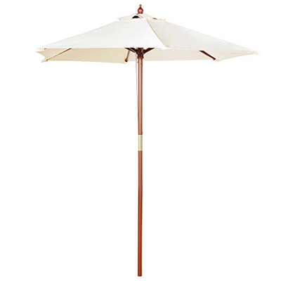 VonHaus – sombrilla de madera de 2 m – paraguas para al aire libre, jardín y patio., Ivory