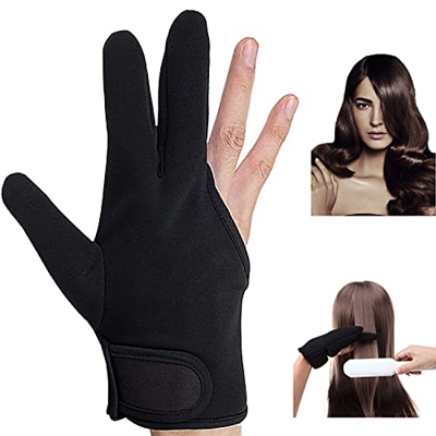 Guantes Resistentes al Calor,Beautyshow Guante de 3 Dedos Profesional Resistente al Calor para el Peinado Cabello Peluqueria Plancha Plana Varita de C