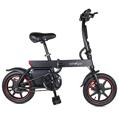 Windgoo Bicicleta eléctrica, Bicicleta eléctrica Plegable con Motor de 250W, Bicicleta eléctrica de 14"para Adultos, 25 km/h, batería de Iones de Liti