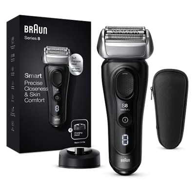 Braun Series 8 Afeitadora Eléctrica Hombre, Máquina de Afeitar Barba con Recortadora de Precisión, Tecnología Sónica, Cabezal de 40° y Cabezal 3en1, F