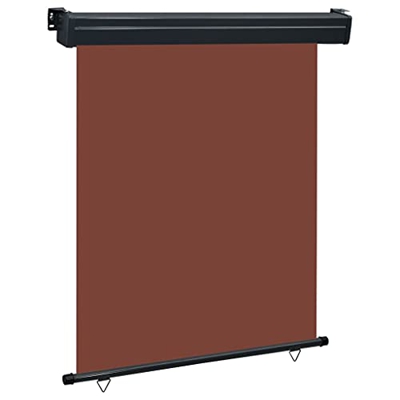 Marrón Acero, Aluminio, Tela (100% poliéster) Toldo Lateral de balcón marrón 140x250 cmCasa y jardín Jardín Artículos de Exterior Sombrillas