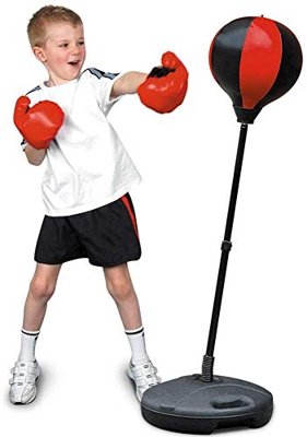 Wakects Punching Ball, Saco de Boxeo de Pie Pelota de Boxeo Bola de Velocidad Boxeo Pelota con Guantes y Bomba Altura Ajustable 70-105 cm Rellenar con