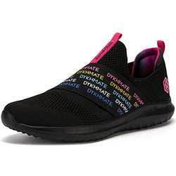 DYKHMATE Zapatillas de Running Mujer Zapatillas Deportivas Ligero Transpirables Malla Sneakers Fitness Atlético Slip On Rainbow Caminar Zapatos (Negro precio