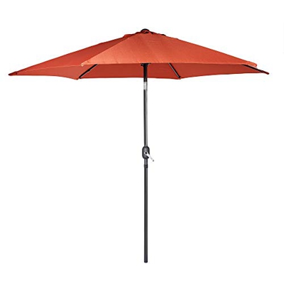 VonHaus - parasol de 2,7 m con revestimiento de polvo de acero, sombrilla con manivela inclinable para el aire libre, jardín y patio, negro
