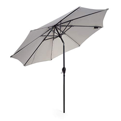 VonHaus Sombrilla de jardín gris 2,7 m con poste Streel - Sombrilla exterior con luces LED regulables - Sombrilla de jardín precio