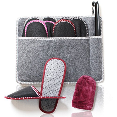 Amazy Zapatillas Casa (8 Pares) Incl. Bolsa + Calzador + Paño Limpieza | Zapatillas de casa para mujer y hombre ideales para invitados | Pantuflas ant