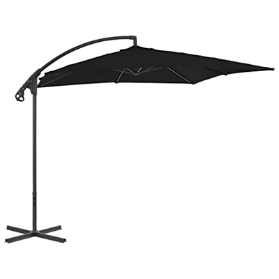 FAMIROSA Sombrilla voladiza con Poste de Acero Negro 250x250 cm -13KG