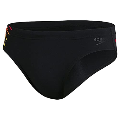 Speedo Tech Panel 7 cm Swim Briefs Hombre, Hombre, 809739G183, Noir/Lazer Lemon/Dragonfire Orange, XXL