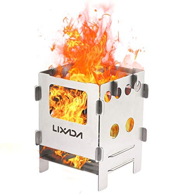 Lixada Estufa de Leña/Horno de Titanio, Portátil, con Bolsa de Almacenamiento, para Camping/Senderismo/Picnic/BBQ (Tipo1)