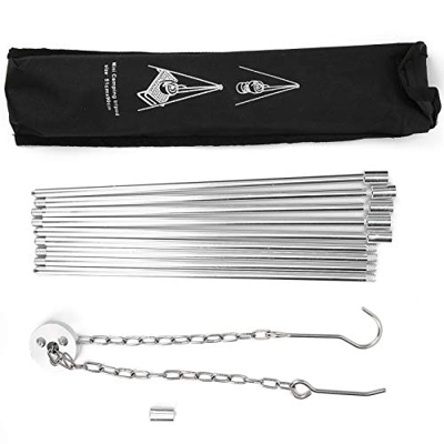 Trípode para Barbacoa, Trípode Plateado para Picnic, Fácil de Transportar, Aleación de Aluminio Extraíble para Picnics para Acampar