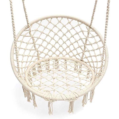 Treimboover Hamaca Cuerda de algodón Silla de Hamaca de Punto Hecha a Mano Punto Interior Niños al Aire Libre Cama Columpio Adulto Sillón Colgante Ham