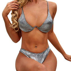 Bikini Metalizado Brillante Trajes De Baño De Dos Piezas para Mujer, Woman Swimsuit Bikini Sujetador con Aros, Dos Piezas Traje Holográfico Sexy Bikin características