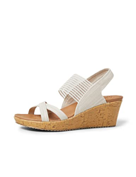 Skechers Beverlee-High Tea, Sandalias de Punta Descubierta Mujer, Beige (Nat Black Sparkle Linen/Gore Trim), 41 EU precio