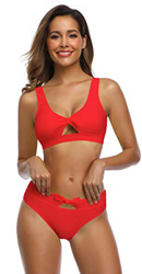 SHEKINI Mujer Split Bikini Set Chaleco Bikini Sport Cintura Alta Traje de baño Conjunto de natación (L, Rojo) en oferta