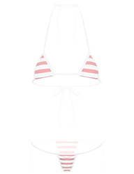 Aislor Conjunto de Bikini Sexy Mujeres Mini Bikini Kawai Sujetador Pequeño Cuello Halter Tangas de Hilo Chicas Lencería Tres Puntos Traje de Baño Dos  en oferta