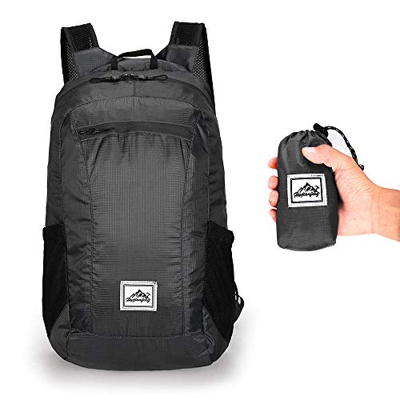 DENUOTOP Mochila Plegable Ligera, 20L Mochila de Senderismo para Mujeres Hombres Impermeable Mochila Viaje para Escalar Camping Ciclismo Bicicleta Neg