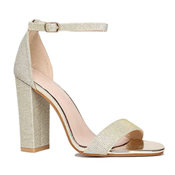 La Modeuse – Sandalias con lentejuelas con tacón cuadrado, (dorado), 39 EU en oferta