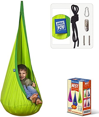 AIVINA Kids Pod Swing Seat 100% algodón niño hamaca silla para uso en interiores y exteriores (azul)