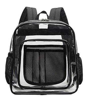 SPEEDEVE Mochila de PVC Transparente Mochila Escolar Impermeables,5077-Negro