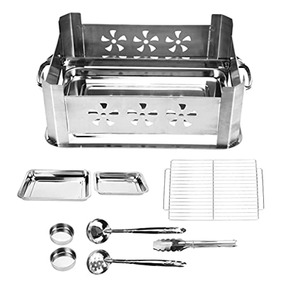 Parrilla de Barbacoa de Mesa Japonesa, Estufa de Pescado a la Parrilla de Acero Inoxidable Estufa de Barbacoa Portátil Estufa de Carbón Pequeña Calefa