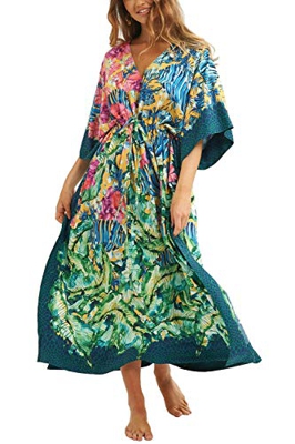 YouKD Cárdigan de Verano para Mujer Vestido Largo Bohemio Vestido de Playa Túnica Kimono Largo Talla única