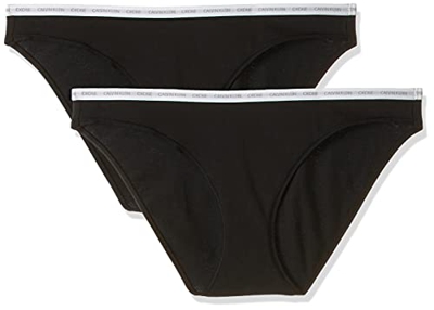 Calvin Klein 2pk Braguita de Bikini, Negro (Black/Black 001), XL para Mujer