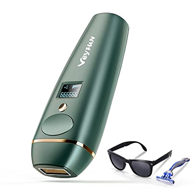 Depilación IPL, depilación láser VEYFUN con 5 niveles de intensidad, 2 modos y mejora 999999 flashes para cara, axilas, área de bikini, cuerpo entero
