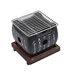 POHOVE Parrilla de arcilla de cerámica japonesa, parrilla de barbacoa de estilo japonés con parrilla de malla de alambre y base, para Yakiniku, Robata en oferta