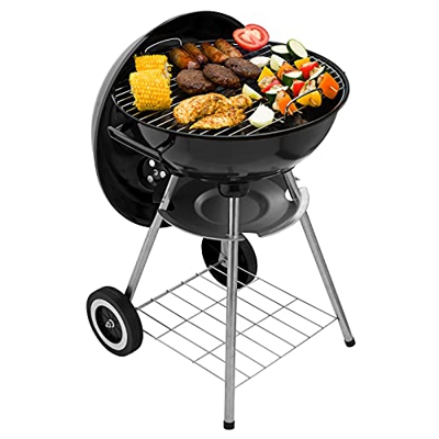 SA Products Parrilla para barbacoa – Tazón y tapa de porcelana esmaltada – Cocina de carbón de hierro para parrilla al aire libre, camping, viajes de 